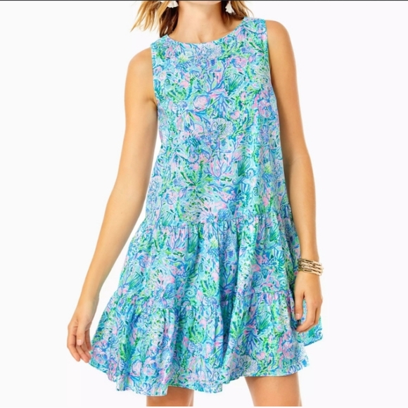 Lilly Pulitzer Trina Dress Surf Blue Soleil it On Me S NWT - Picture 1 of 6
